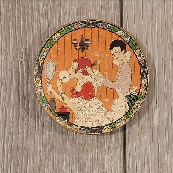 Vintage Japanese compact box, Three Flowers Face Powder Box COMPACT - Picture 1 of 3